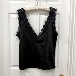 Black Satin Lace Camisole